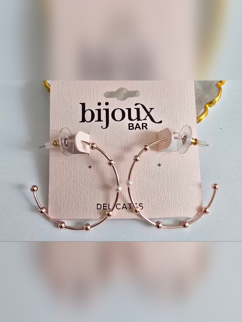 Bijoux Bar Rose Gold Beaded Hoop Earrings